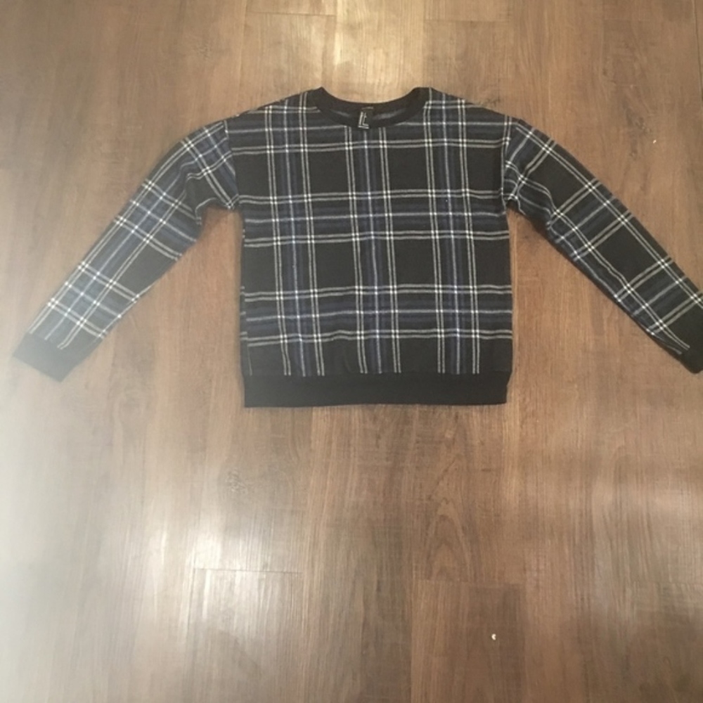 Blue Plaid Sweater Soft Size S Fover21 - Picture 2 of 3